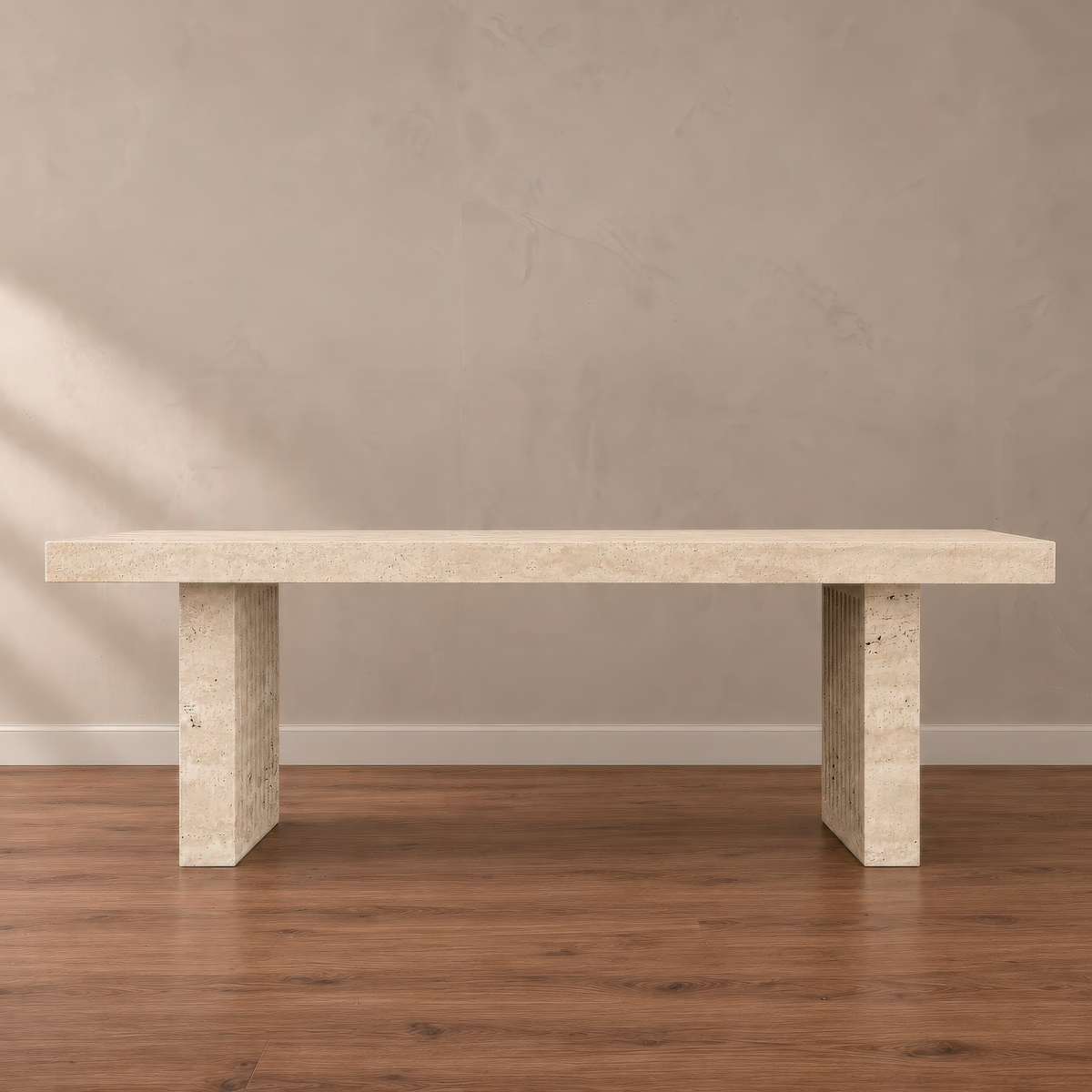Regrano Fluted Travertine Dining Table