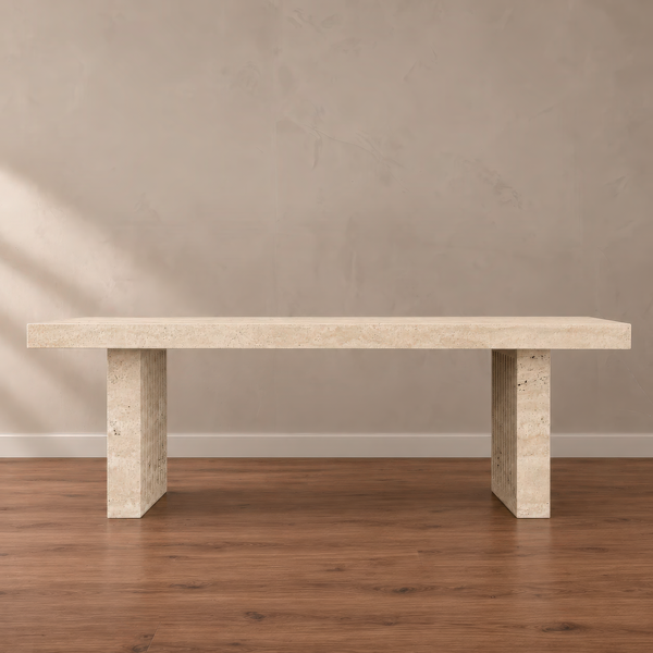 Regrano Fluted Travertine Dining Table