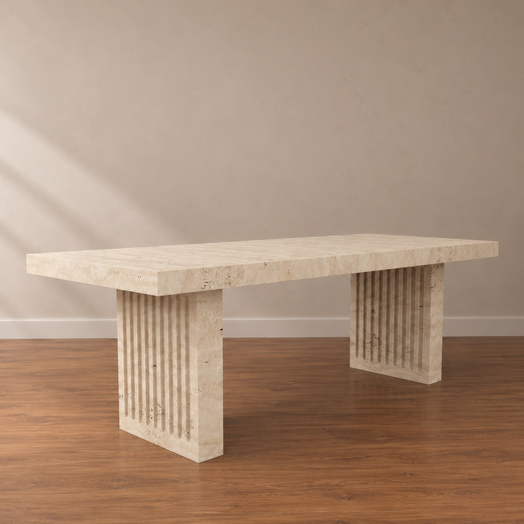 Regrano Fluted Travertine Dining Table