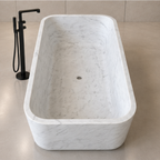 Minimalist Carrara White Rectilinear Bathtub – marble bathtubs, freestanding bath, stand alone bathtubs, soaking tub, bathroom tub