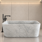 Carrara White Monolithic Freestanding Bathtub – marble bathtubs, freestanding bath, free standing bath, stand alone bathtubs, soaking tub