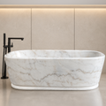 Guangxi White Marble Pedestal Bathtub – marble bathtubs, freestanding bath, free standing bath, soaking tub, bathroom tub
