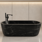 Moroccan Black Marquino Marble Elliptical Bathtub – marble bathtubs, freestanding bath, free standing bath, soaking tub, deep bathtubs