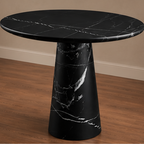 Classic Black Marquino Dining Table – black marble dining table, round marble dining table, marble dining table, round marble table, marble top round dining table