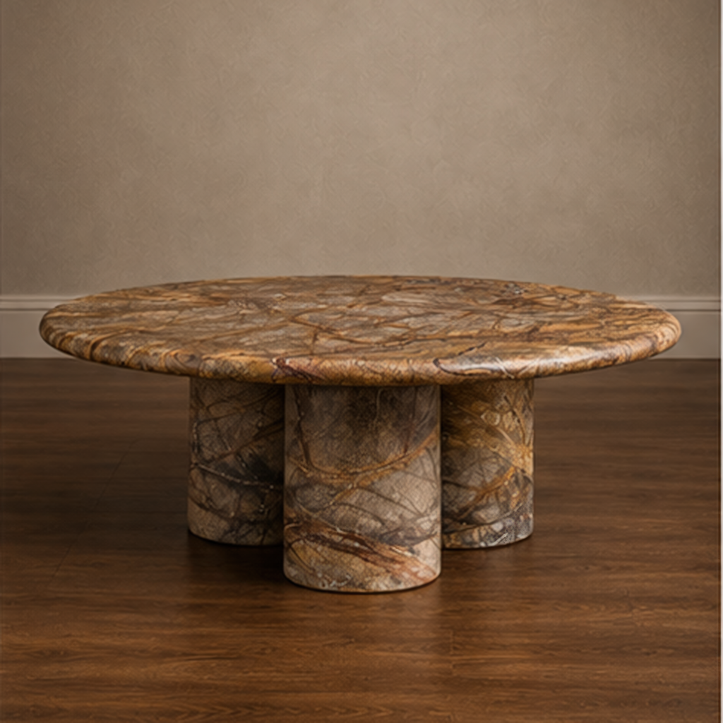 Signature Rainforest Brown Coffee Table – round coffee table, living room table, luxury coffee table, marble coffee table, designer coffee table