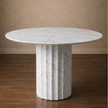 Cool Carara Dining Table Fluted Round – round marble dining table, white marble dining table, marble top round dining table, round marble table, white marble table