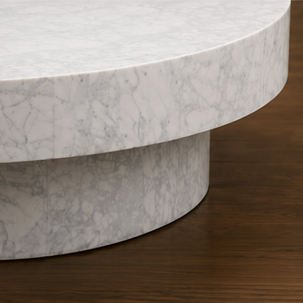 Carrrara White Round Dining Table – round coffee table, marble coffee table, living room table, designer coffee table, luxury coffee table