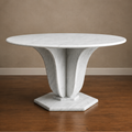 Carrara Bloom Dining Table – white marble dining table, marble dining table, marble top dining table, white marble table, round marble dining table