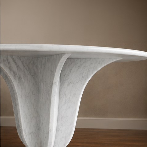 Carrara Bloom Dining Table – white marble dining table, marble dining table, marble top dining table, white marble table, round marble dining table
