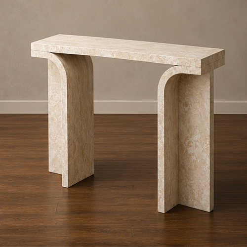 Angular beige Travertine Console Table