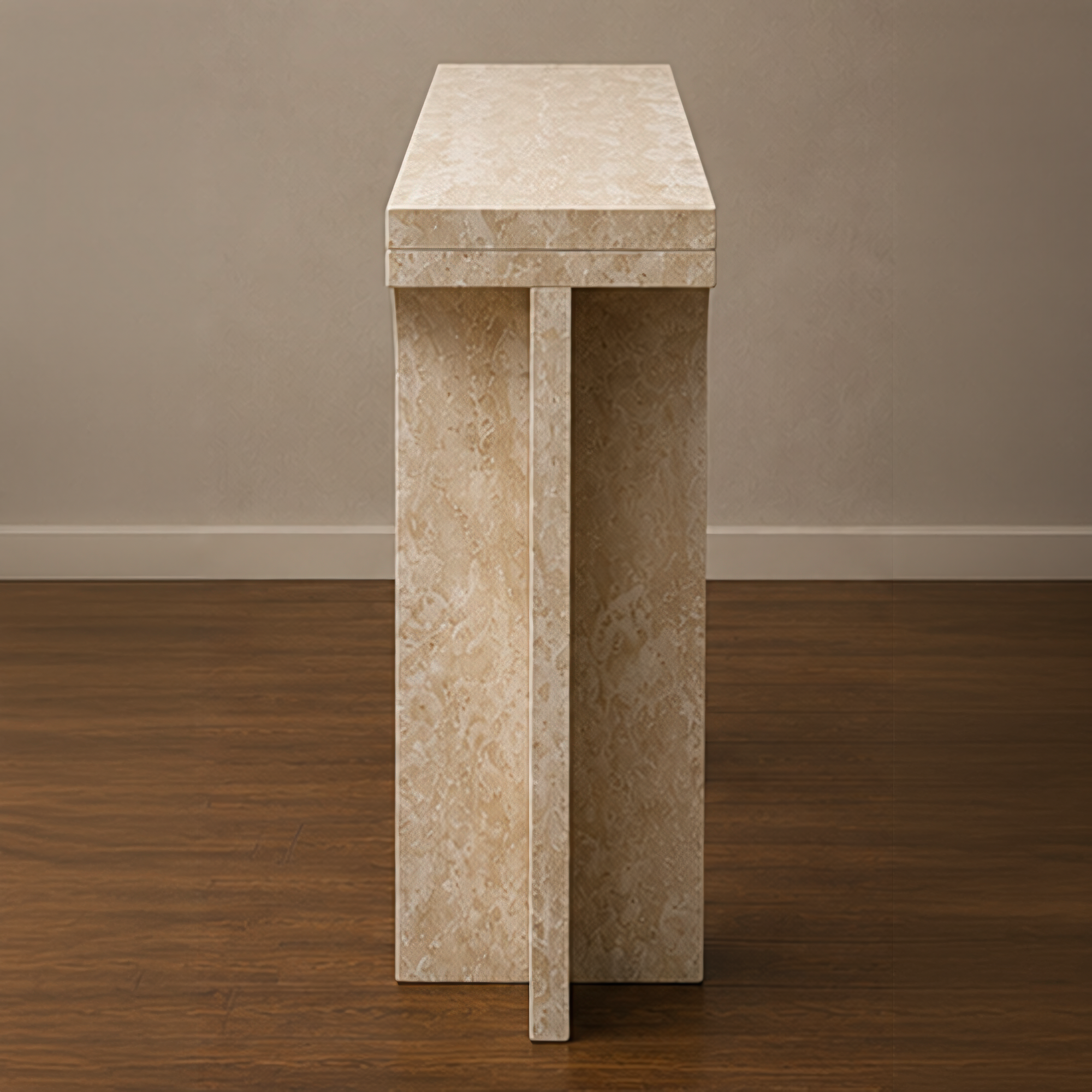 Angular beige Travertine Console Table