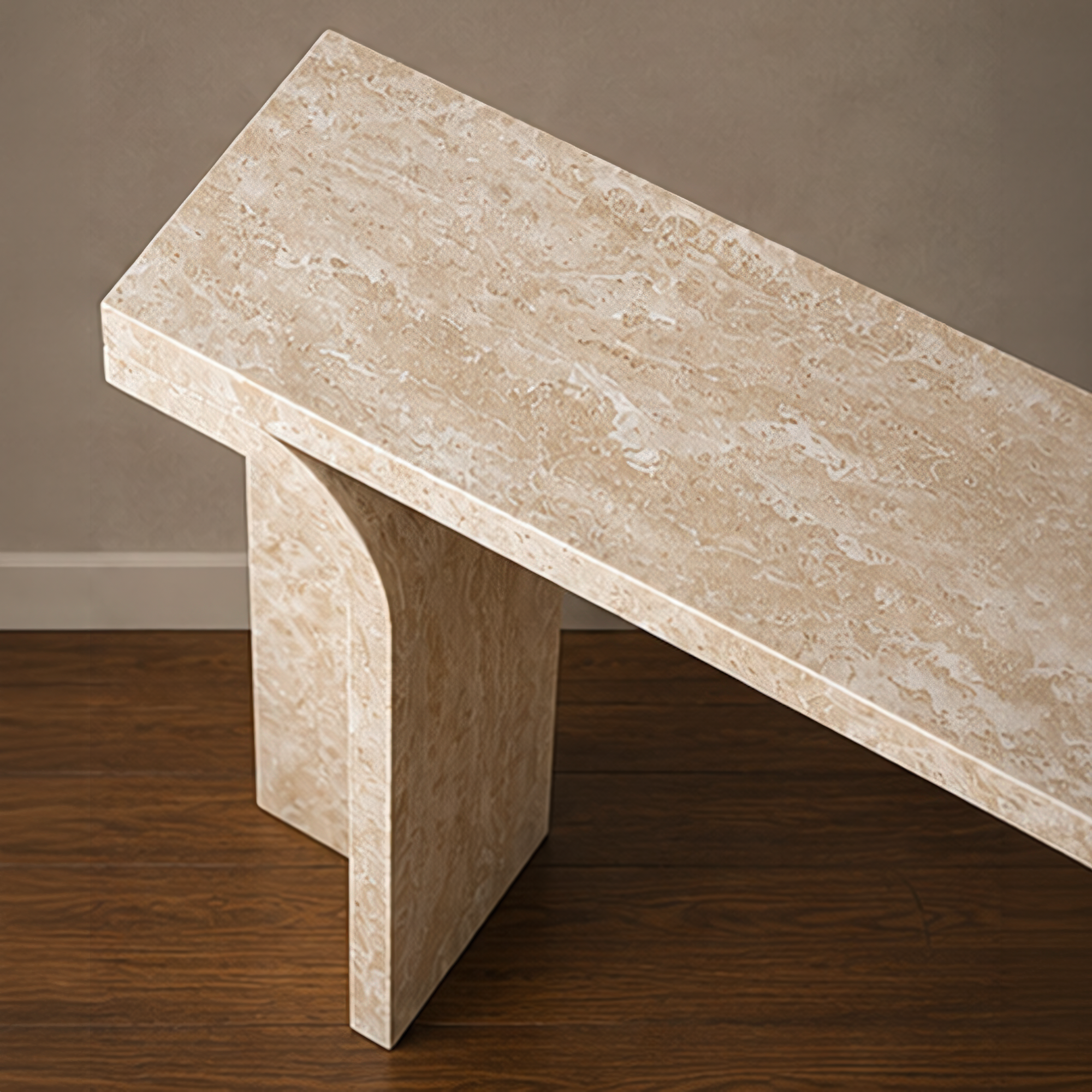 Angular beige Travertine Console Table