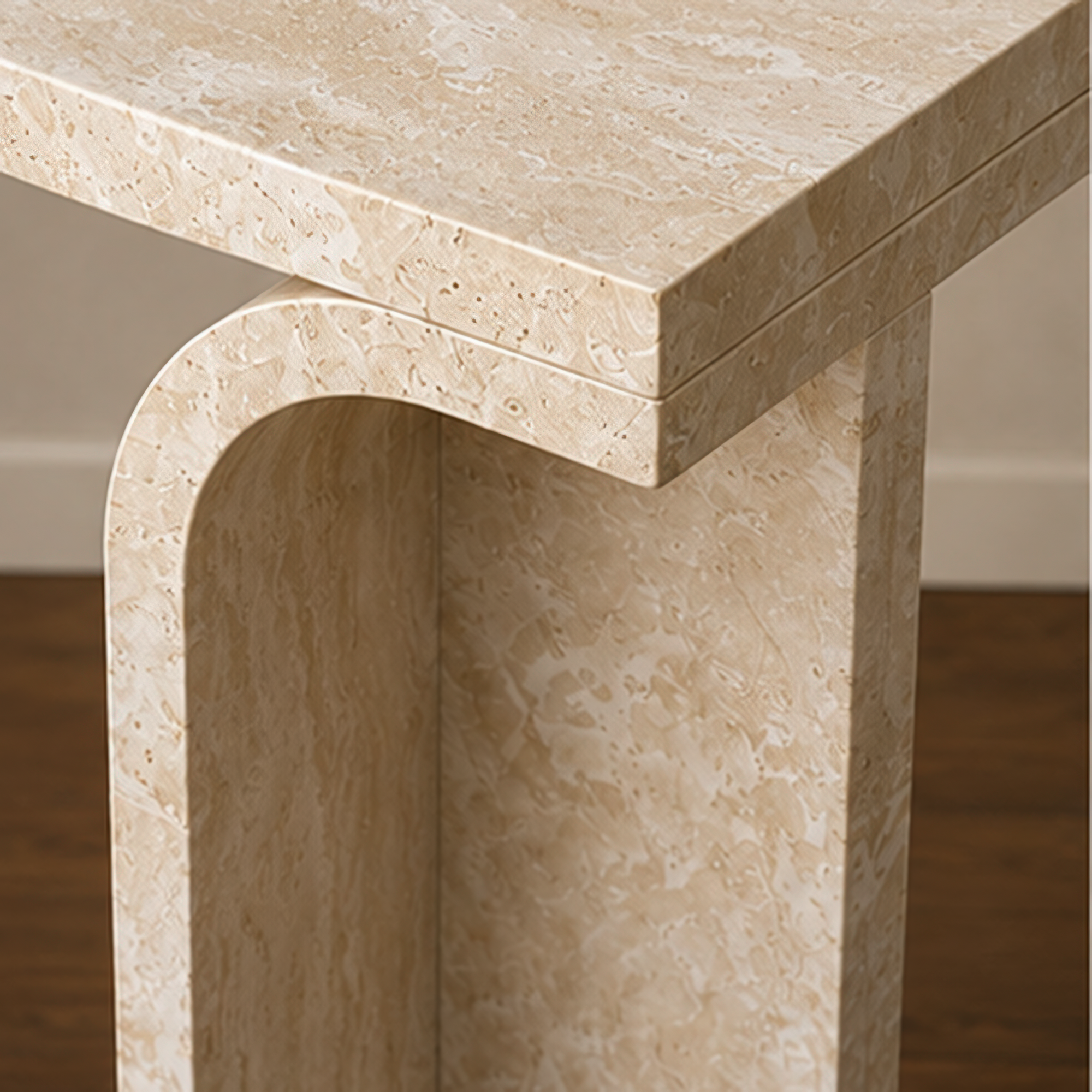 Angular beige Travertine Console Table