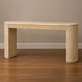 Fluted Beige Travertine Console Table