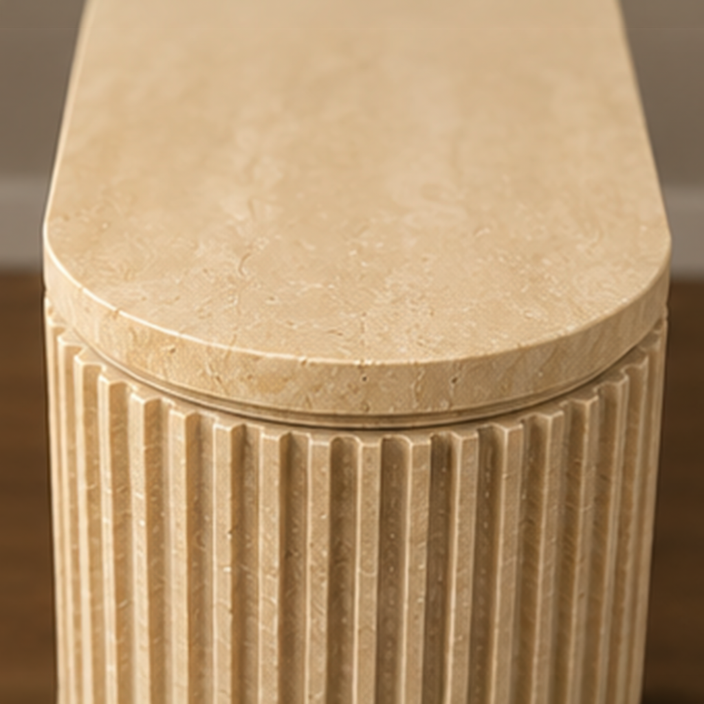 Fluted Beige Travertine Console Table
