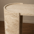 Curved Angle Travertine Console Table