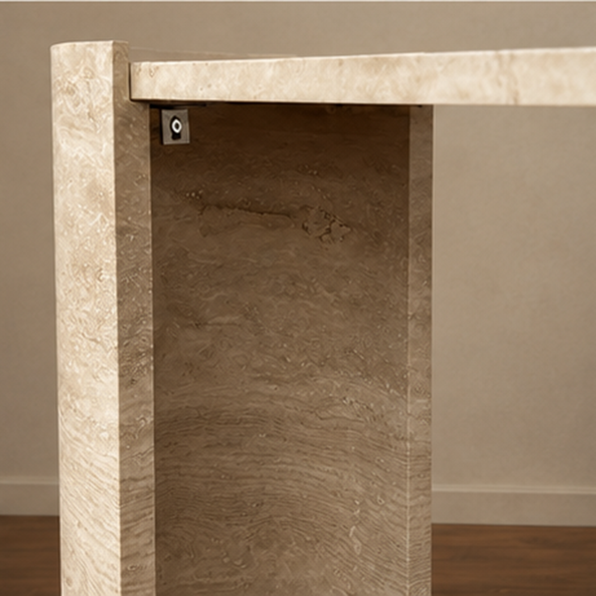 Curved Angle Travertine Console Table