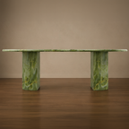 Rare Green Onyx Dining Table – oval marble dining table, marble dining table, stone dining table, stone top dining table, marble top dining table