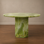 Rare Green Onyx Round Dining Table – round marble dining table, round marble table, marble top round dining table, stone top round dining table, marble dining table
