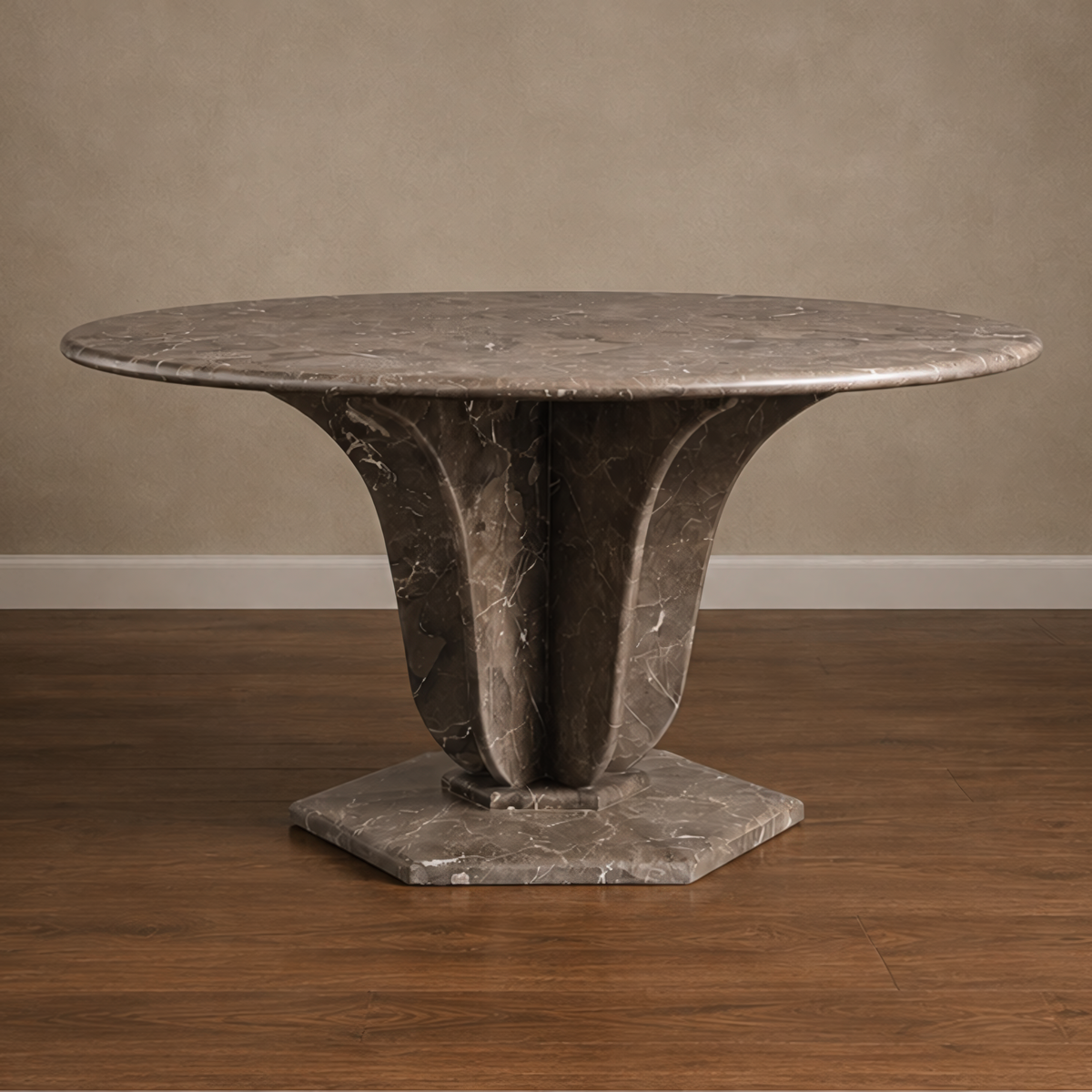 French Brown Bloom Dining Table – marble dining table, stone dining table, marble top dining table, round marble dining table, stone top dining table