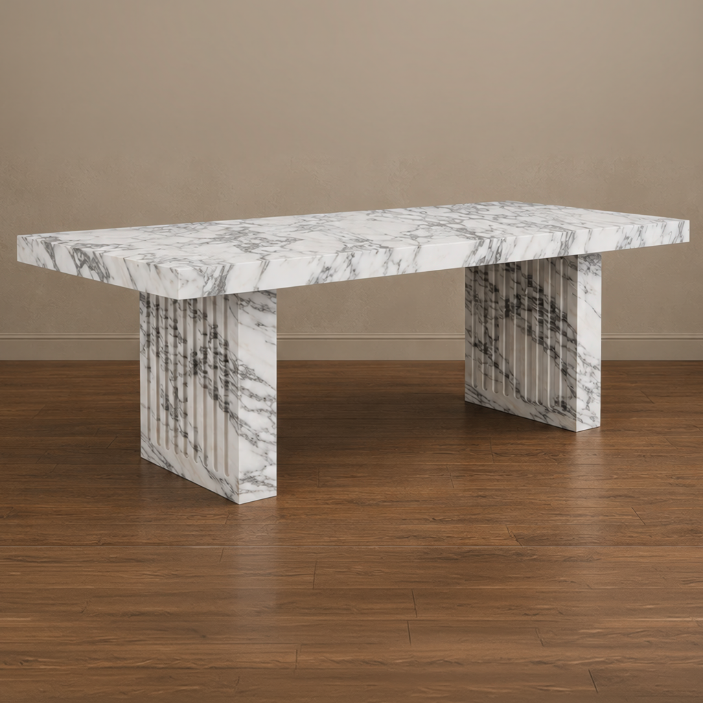 Regrano Fluted Arabescato Dining Table