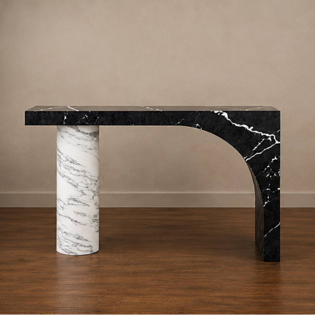Signature Arabescato and Marquino Console Table
