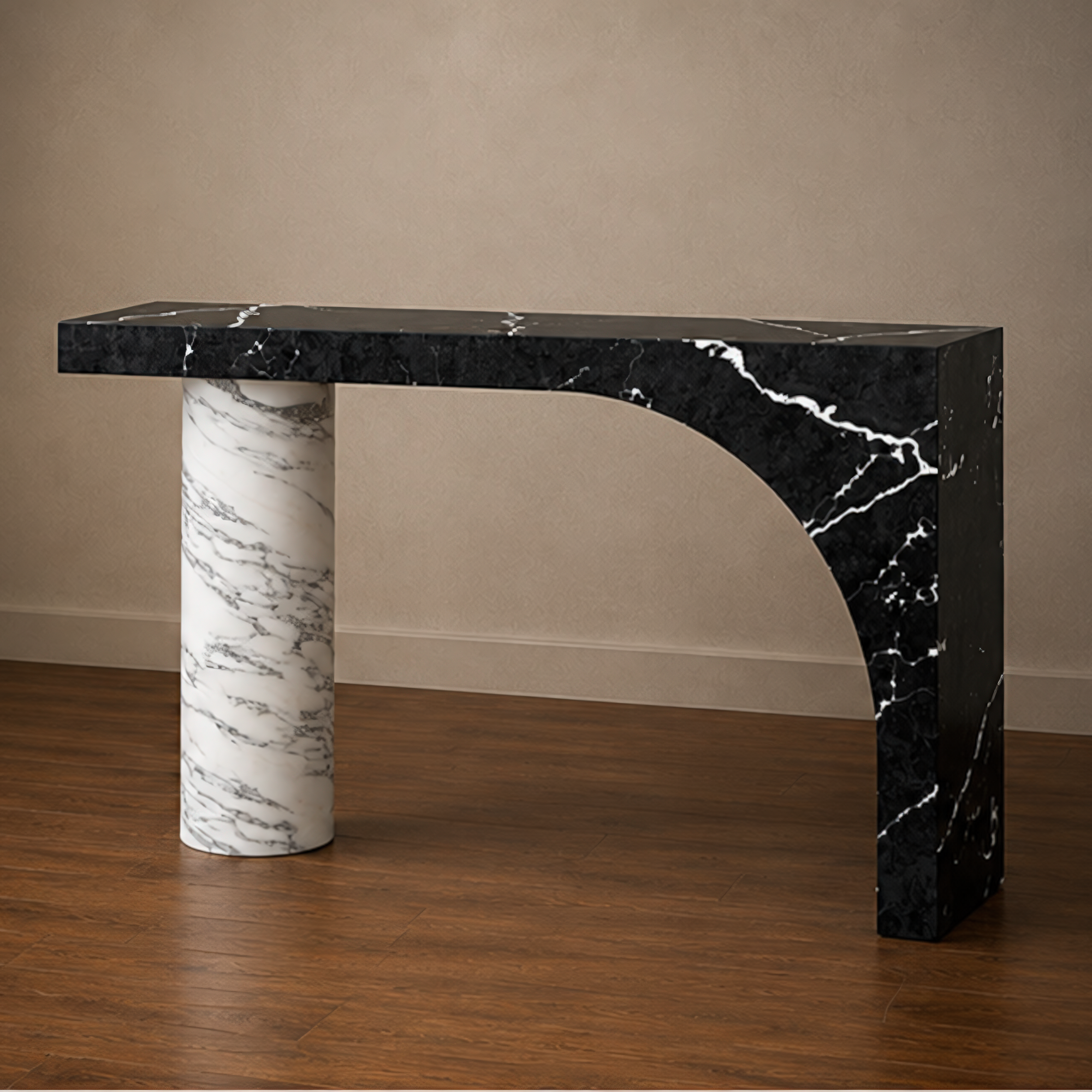 Signature Arabescato and Marquino Console Table