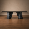 Knight Black Marquino Dining Table – black marble dining table, marble dining table, marble top dining table, stone dining table, stone top dining table