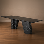 Knight Black Marquino Dining Table – black marble dining table, marble dining table, marble top dining table, stone dining table, stone top dining table