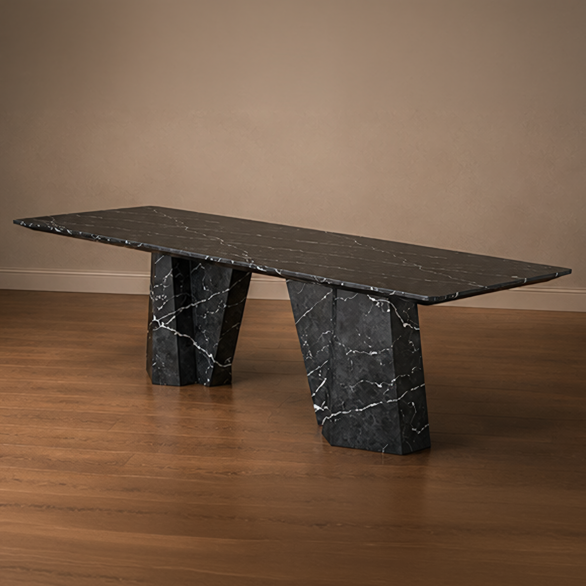 Knight Black Marquino Dining Table – black marble dining table, marble dining table, marble top dining table, stone dining table, stone top dining table