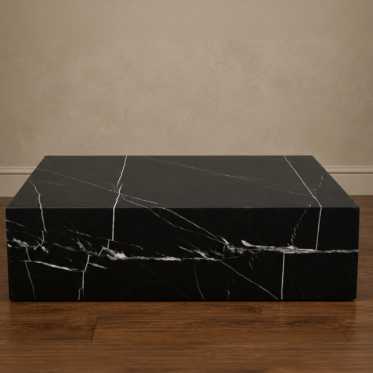 Neura Marquino Plinth Coffee Table – black marble coffee table, black stone coffee table, occasional table, designer coffee table, luxury coffee table