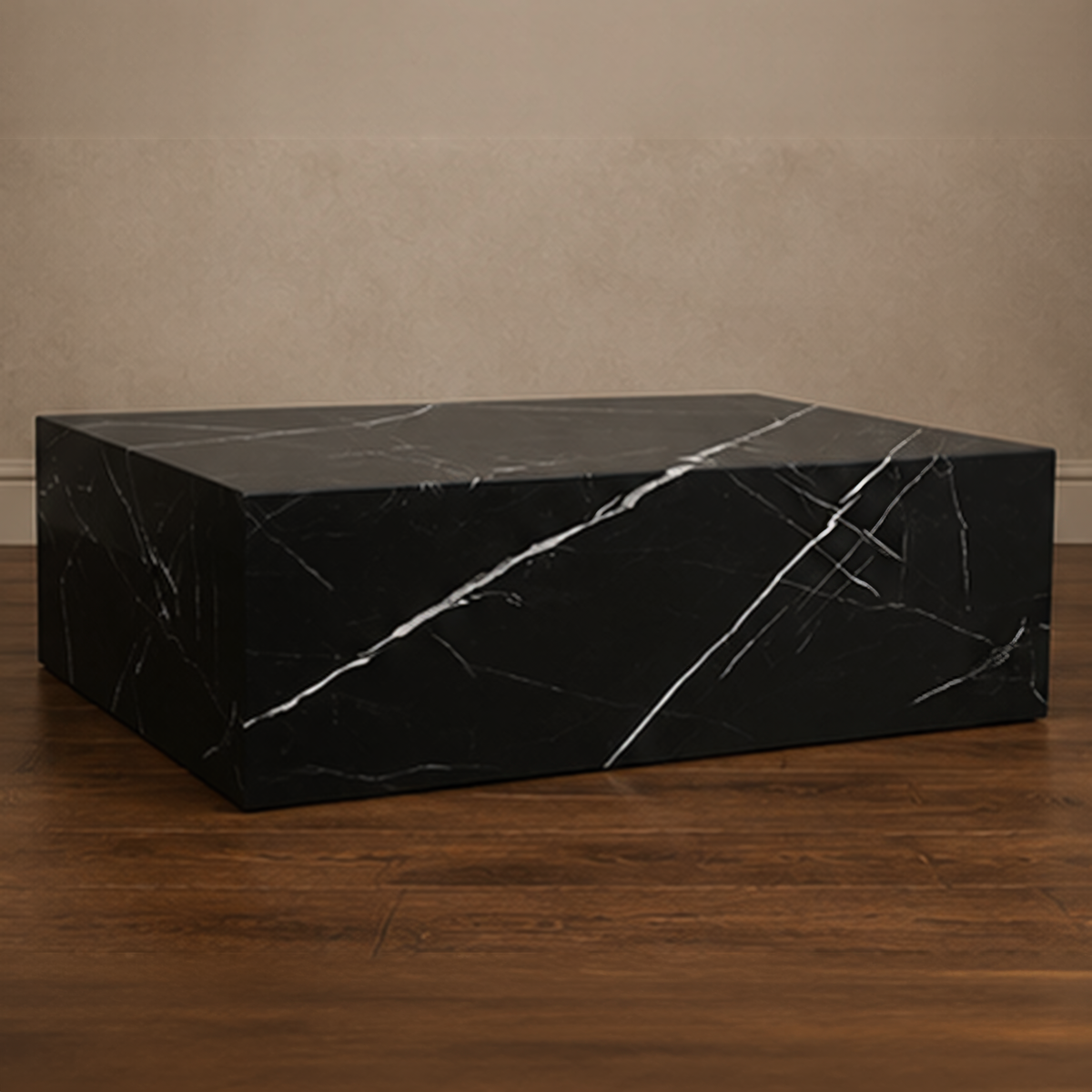Neura Marquino Plinth Coffee Table – black marble coffee table, black stone coffee table, occasional table, designer coffee table, luxury coffee table