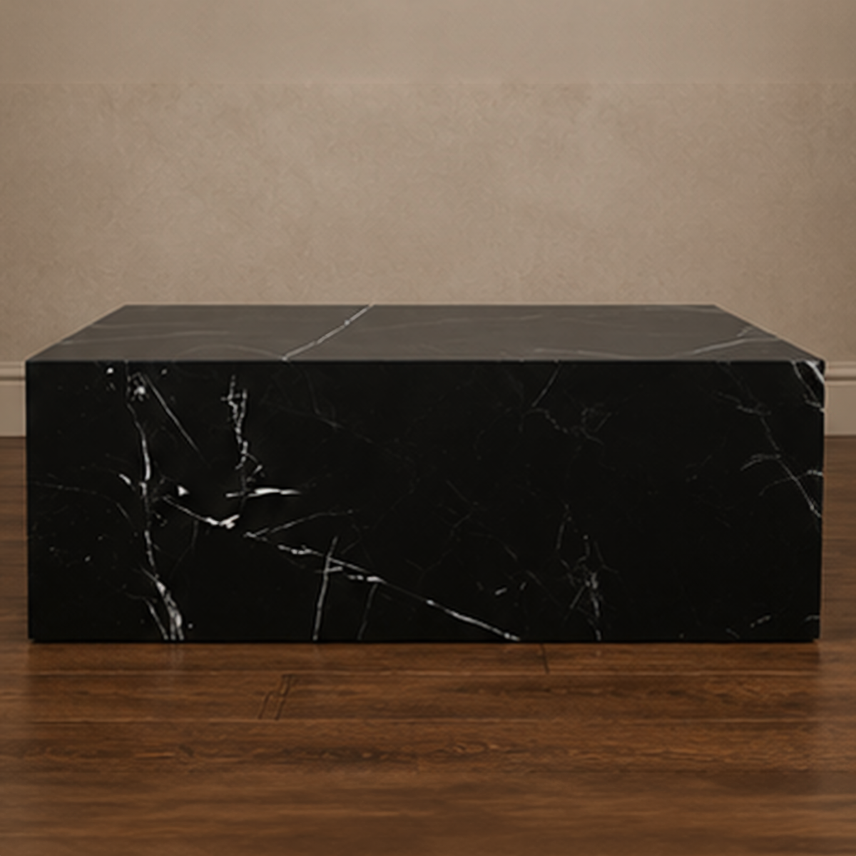 Neura Marquino Plinth Coffee Table – black marble coffee table, black stone coffee table, occasional table, designer coffee table, luxury coffee table