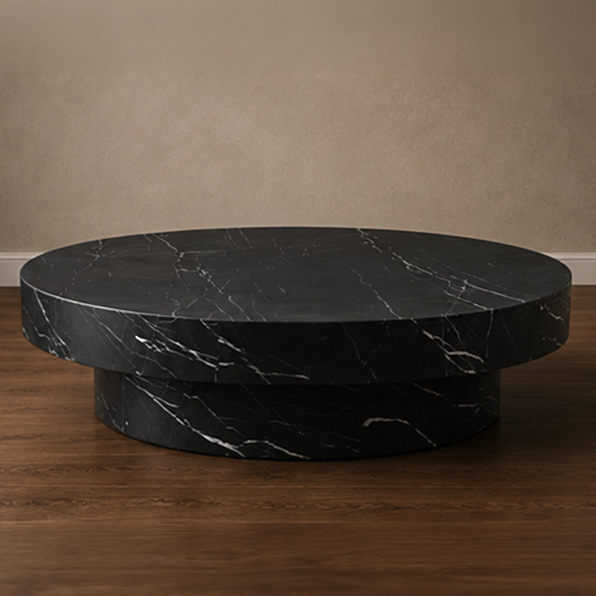 Black Marquino Round Coffee Table – black coffee table, black marble coffee table, black round coffee table, round coffee table, designer coffee table