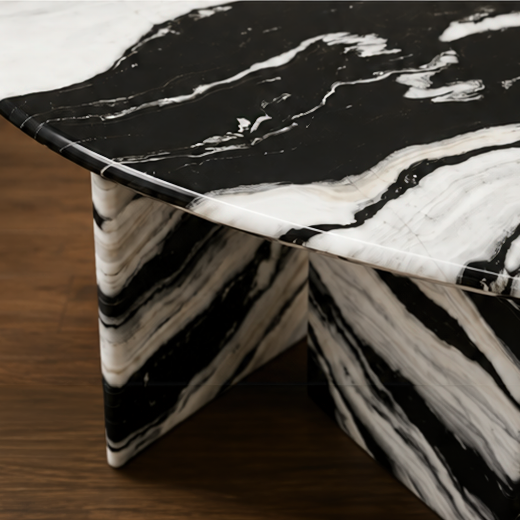 Panda White Coffee Table – marble coffee table, living room table, minimalist coffee table, modern coffee table, luxury coffee table