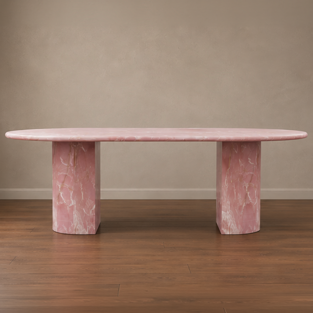 Rare Pink Onyx Dining Table – round marble dining table, round marble table, marble top round dining table, stone top round dining table, marble dining table