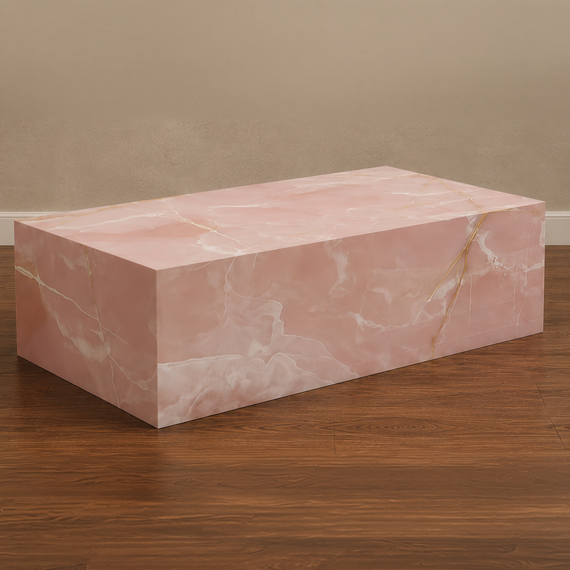 Pink Onyx Coffee Table Plinth – onyx coffee table, onyx accent table, occasional table, designer coffee table, unique coffee table
