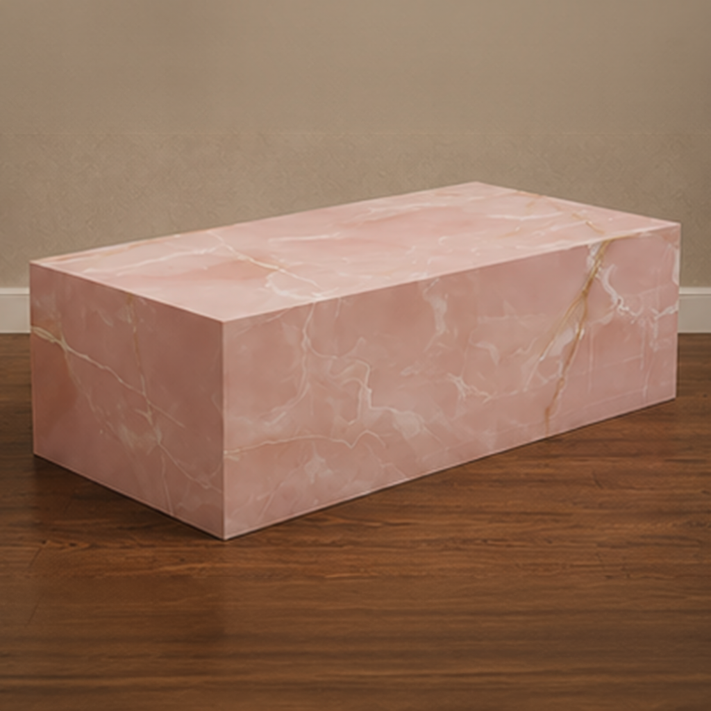 Pink Onyx Coffee Table Plinth – onyx coffee table, onyx accent table, occasional table, designer coffee table, unique coffee table