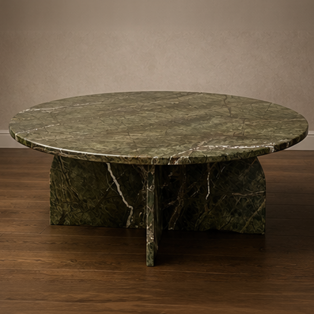 Rainforest Green Coffee Table – round coffee table, marble coffee table, living room table, luxury coffee table, designer coffee table