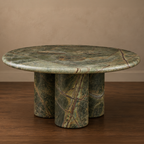 Signature Rainforest Green Marble Coffee Table – marble coffee table, round coffee table, living room table, luxury coffee table, designer coffee table
