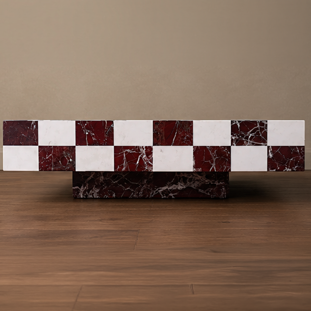 Julian Carrara and Rosso Coffee Table – marble top coffee table, marble coffee table, luxury coffee table, designer coffee table, living room table