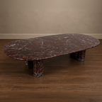 Rosso Levanto Curved Coffee Table – marble coffee table, living room table, luxury coffee table, statement coffee table, designer coffee table