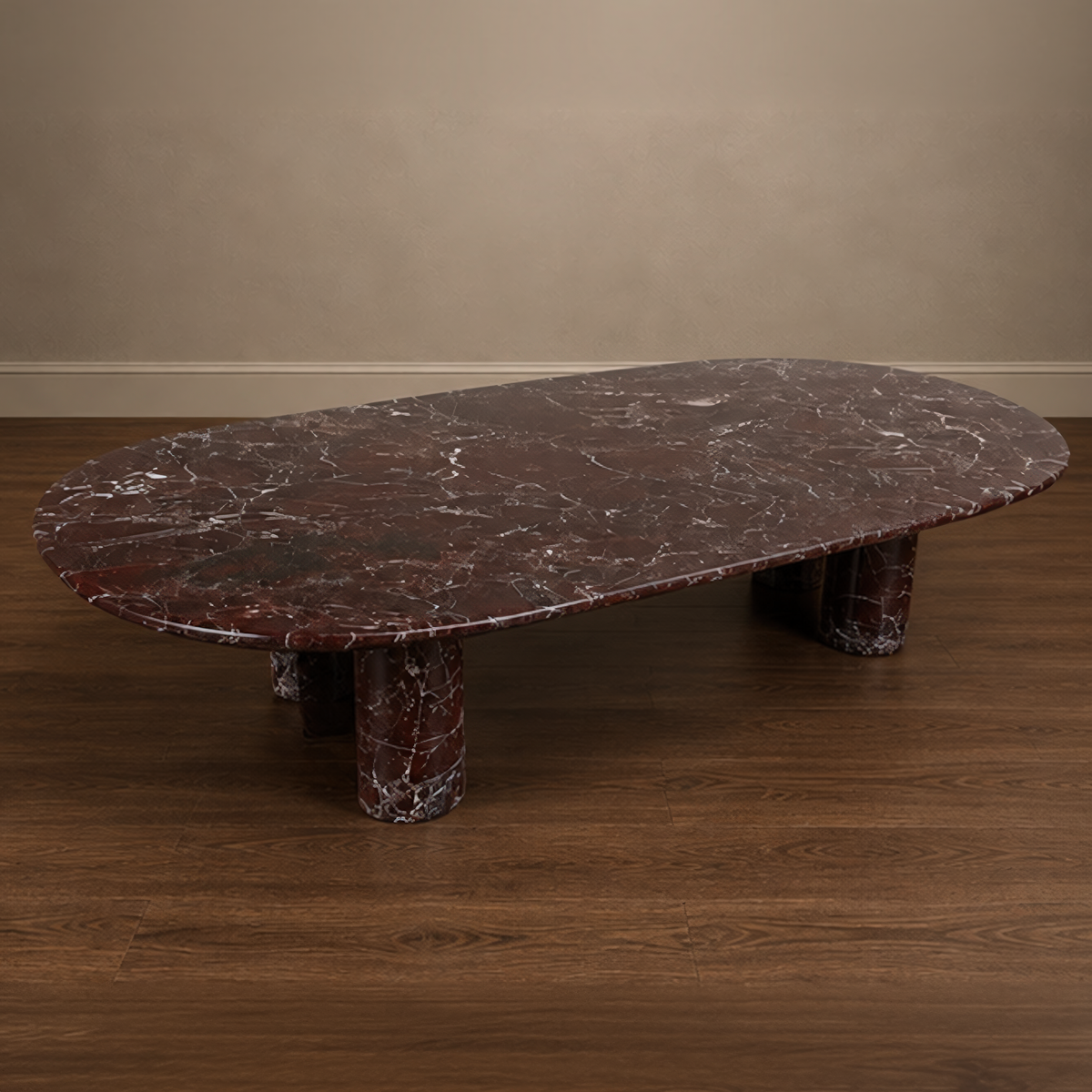Rosso Levanto Curved Coffee Table – marble coffee table, living room table, luxury coffee table, statement coffee table, designer coffee table