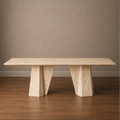 Azzura Beige Travertine Dining Table – travertine dining table, stone dining table, stone top dining table, marble dining table, stone dining room table