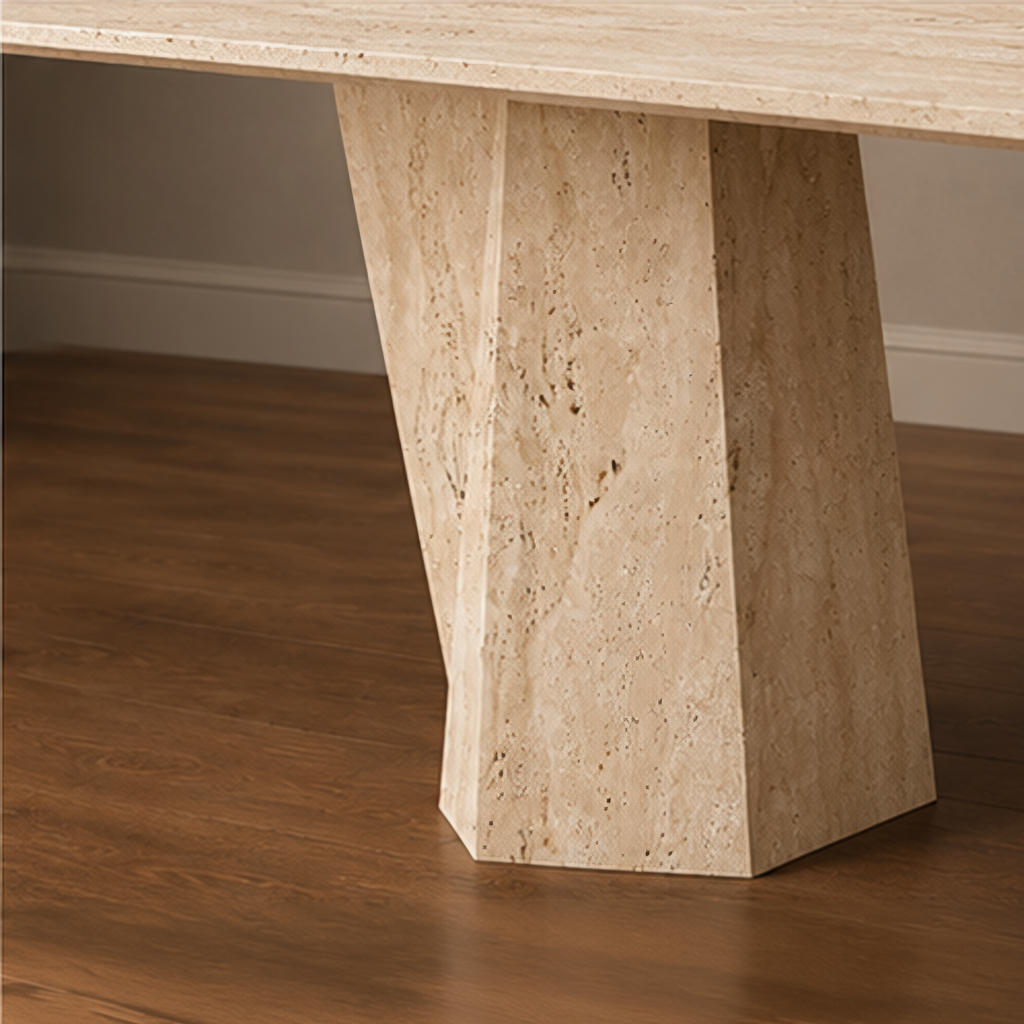 Azzura Beige Travertine Dining Table – travertine dining table, stone dining table, stone top dining table, marble dining table, stone dining room table