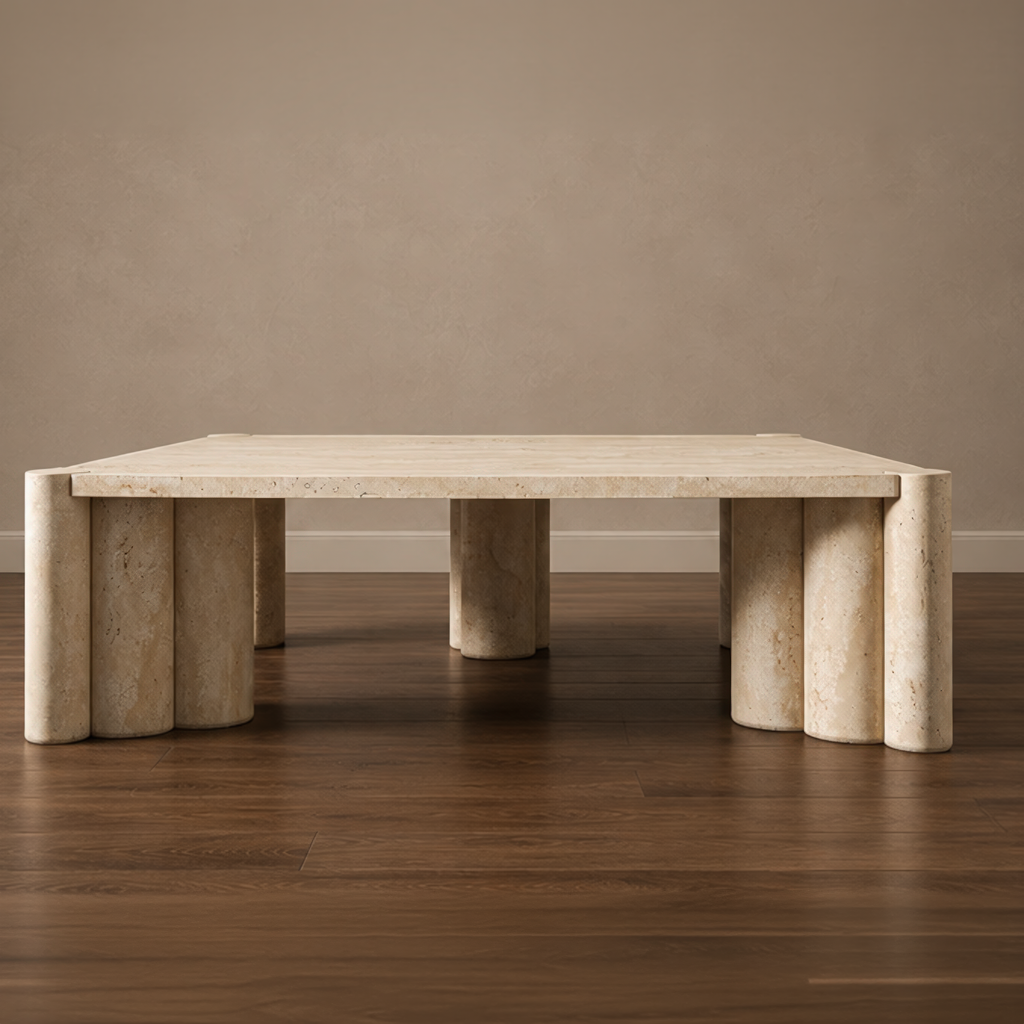 Chiara Beige Travertine Coffee Table – stone top coffee table, living room table, contemporary coffee table, luxury coffee table, designer coffee table