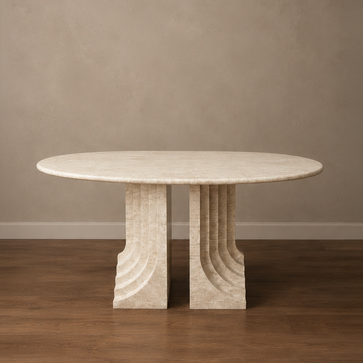 Iconic Step Travertine Dining Table – travertine dining table, stone dining table, stone top dining table, marble dining table, stone dining room table