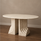 Iconic Step Travertine Dining Table – travertine dining table, stone dining table, stone top dining table, marble dining table, stone dining room table