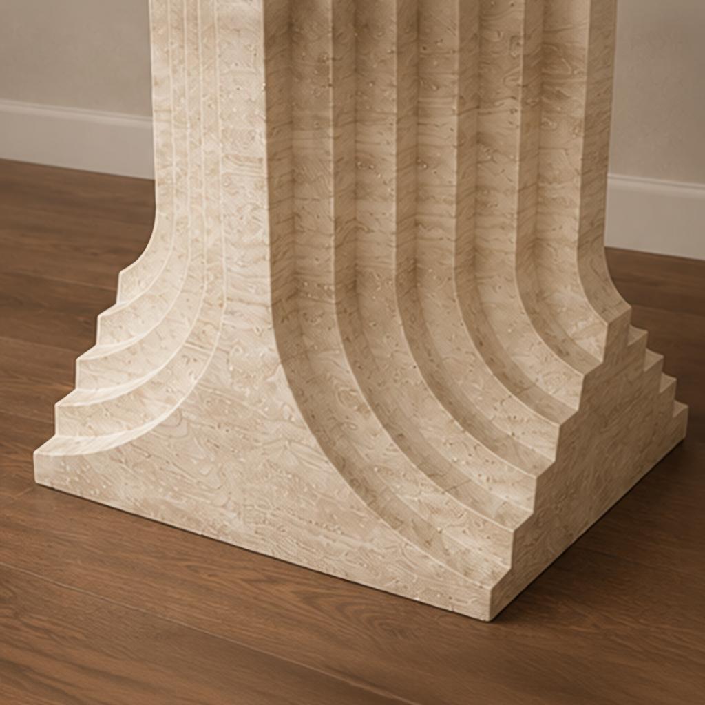 Iconic Step Travertine Dining Table – travertine dining table, stone dining table, stone top dining table, marble dining table, stone dining room table