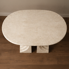 Iconic Step Travertine Dining Table – travertine dining table, stone dining table, stone top dining table, marble dining table, stone dining room table